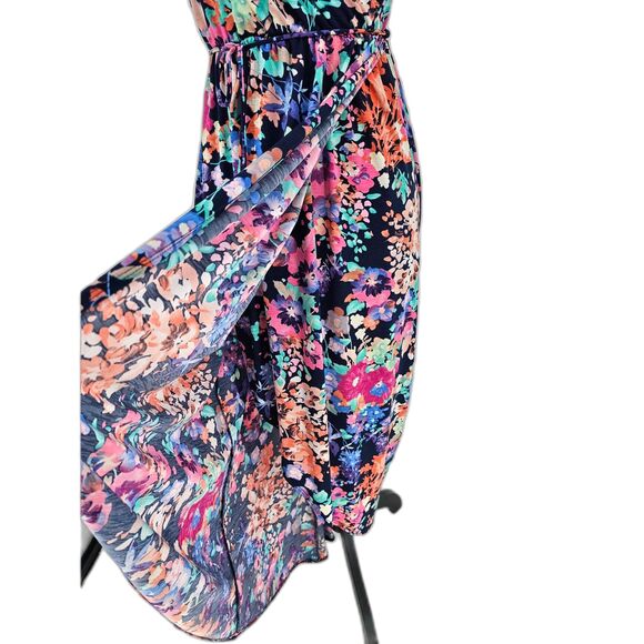 143 Story by Line Up Double Strap Florap Faux Wrap Dress Small - Picture 7 of 10